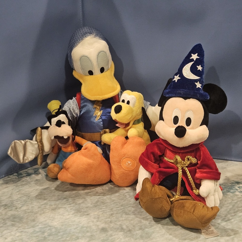 Disney Sorcerer Mickey Plush Bundle Donald Goofy Pluto Parks Fantasy 16" 20" Lot